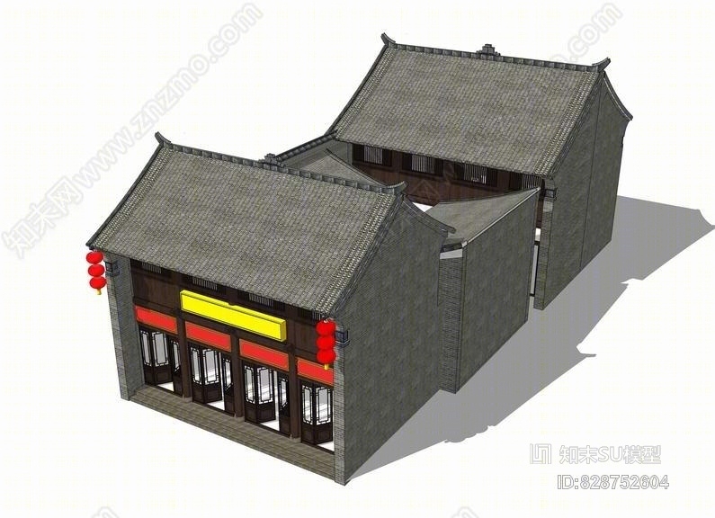 陕西渭北一颗印住宅SU模型下载【ID:828752604】