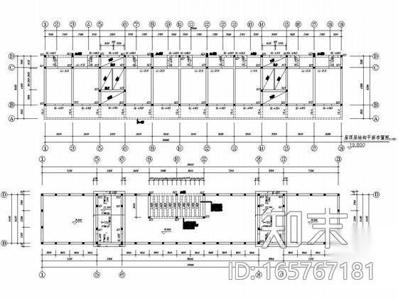 六层砖混结构中学宿舍楼结构施工图（含建筑图）cad施工图下载【ID:165767181】