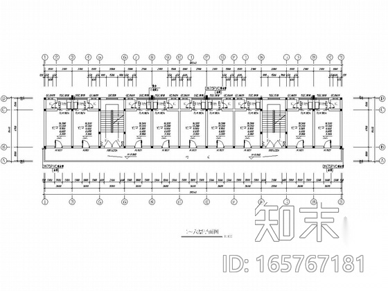 六层砖混结构中学宿舍楼结构施工图（含建筑图）cad施工图下载【ID:165767181】