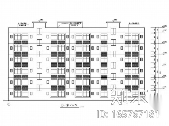 六层砖混结构中学宿舍楼结构施工图（含建筑图）cad施工图下载【ID:165767181】