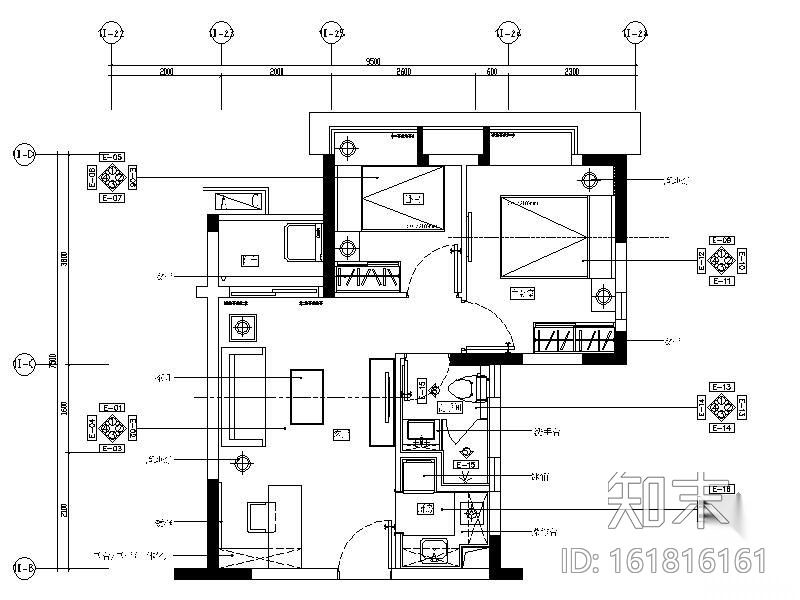 [广东]某商品房小户型两居室施工图4期cad施工图下载【ID:161816161】