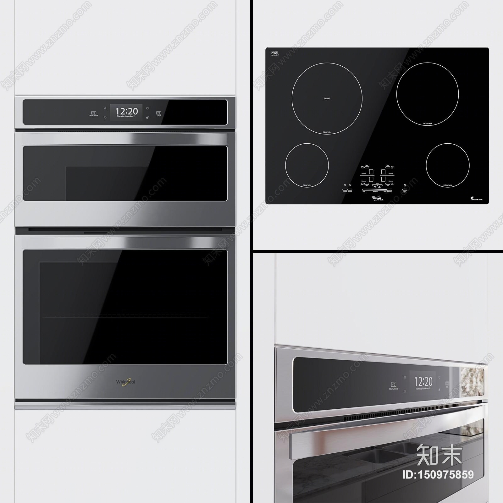 现代厨房烤箱电磁炉3D模型下载【ID:150975859】