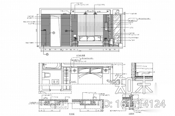 [福州]地区标志性大型豪宅区现代风格两居室装修图（含实...cad施工图下载【ID:161714124】