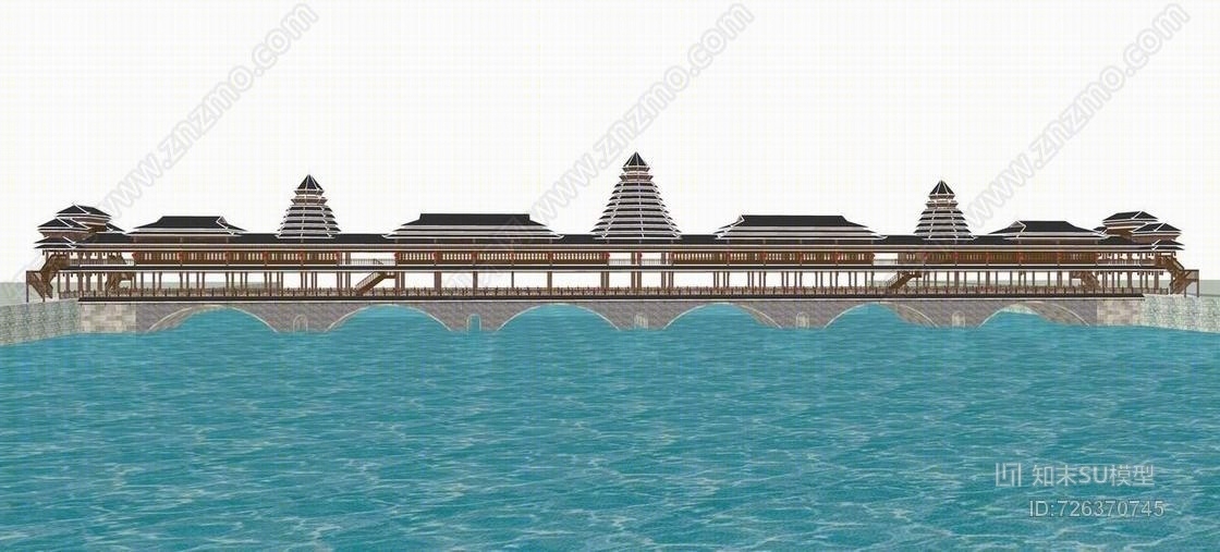土家族风雨桥SU模型下载【ID:726370745】