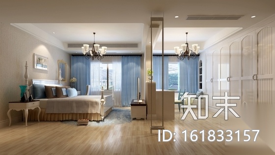[苏州]田园地中海风格两居室装修CAD施工图（含效果图）cad施工图下载【ID:161833157】