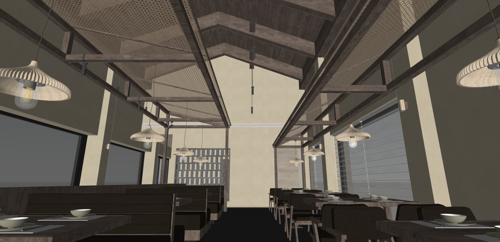 侘寂东南亚餐厅SU模型下载【ID:1216040958】