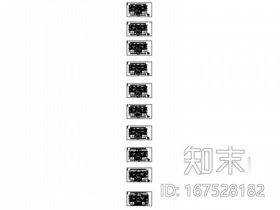 经典高层塔式住宅一梯四户型平面图（含端头户型）施工图下载【ID:167528182】