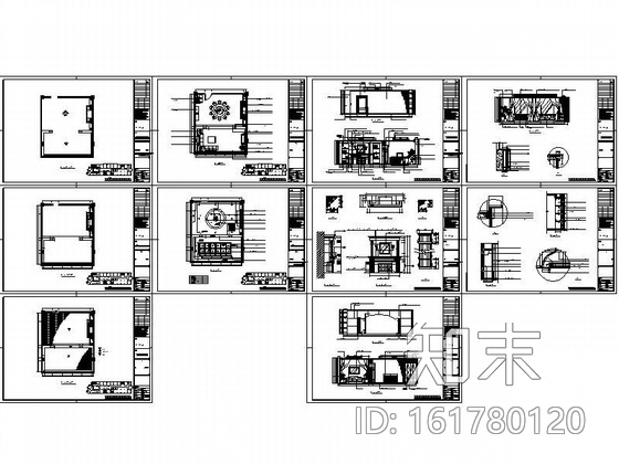 国际酒店中餐厅小包房设计图cad施工图下载【ID:161780120】