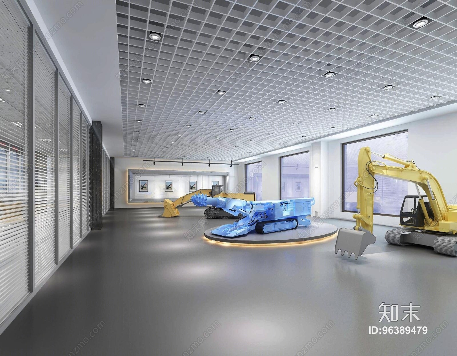 机械展示厅模型3D模型下载【ID:96389479】