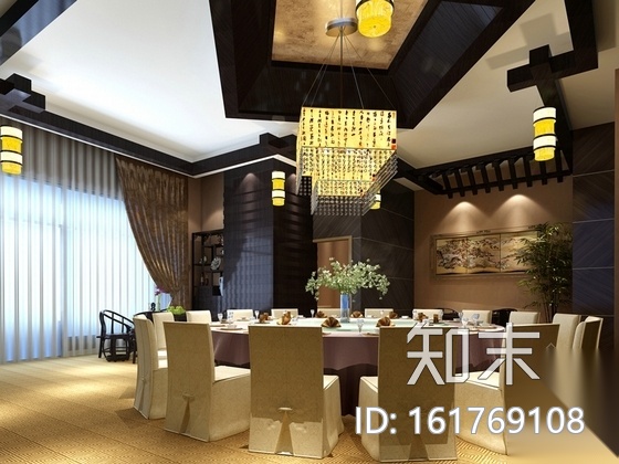 [浙江]中式休闲餐厅装饰施工图（含效果图）cad施工图下载【ID:161769108】