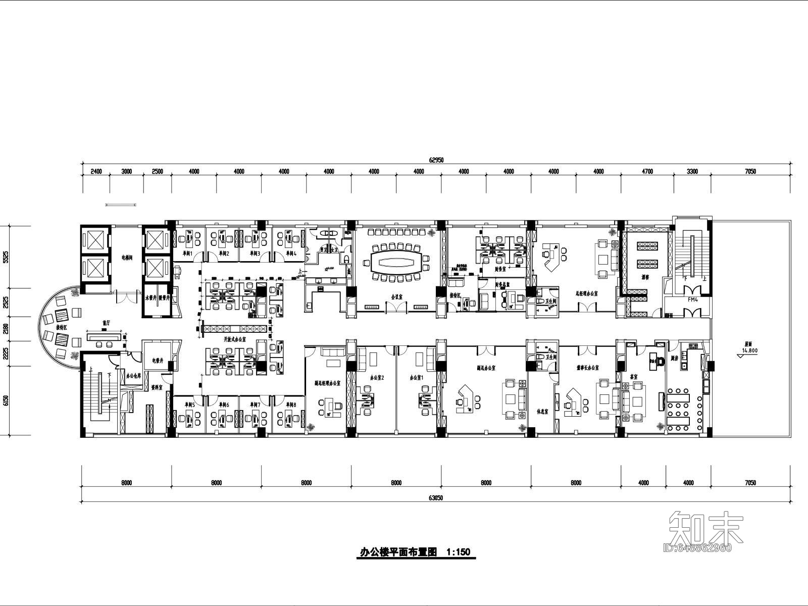 某现代办公楼平面施工图施工图下载【ID:648862960】