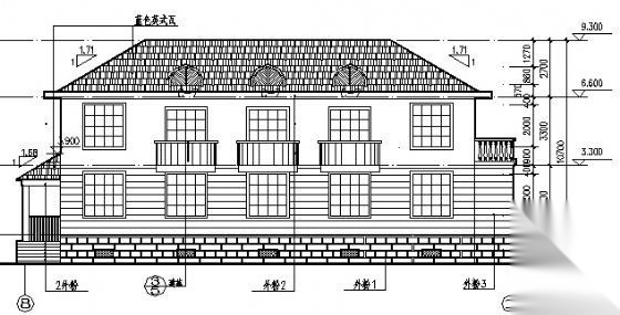 某小岛度假区二层别墅建筑方案图cad施工图下载【ID:149922171】