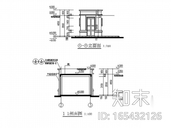 [成都]欧式风格小区大门建筑设计施工图（两个方案施工图下载【ID:165432126】