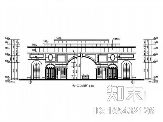 [成都]欧式风格小区大门建筑设计施工图（两个方案施工图下载【ID:165432126】