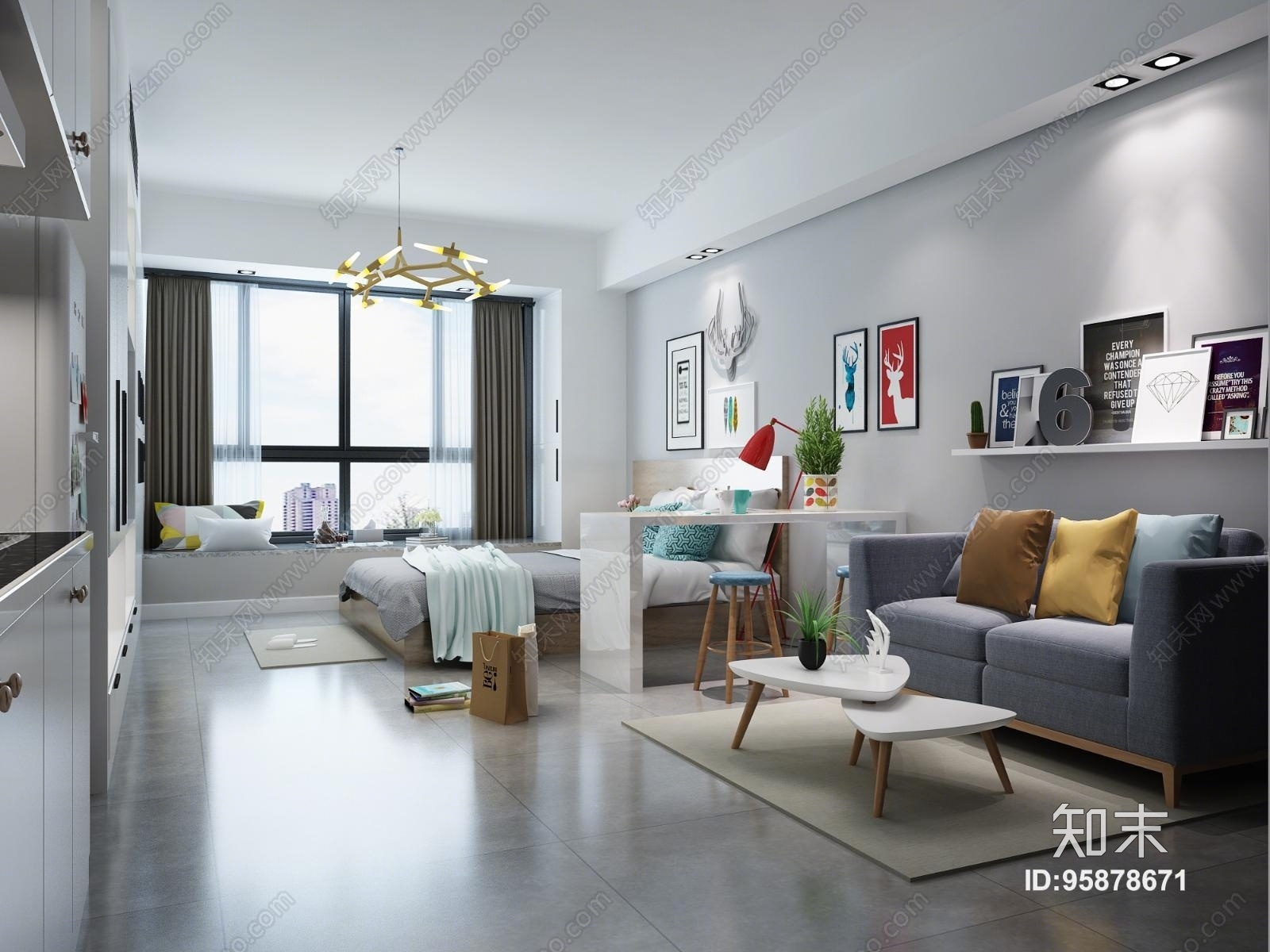 现代单身公寓3D模型下载【ID:95878671】