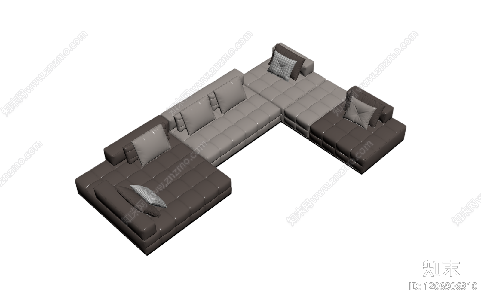 L型模块化沙发组合3D模型下载【ID:1206906310】