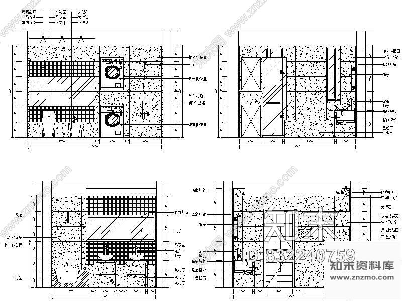 卫生间立面cad施工图下载【ID:832240759】