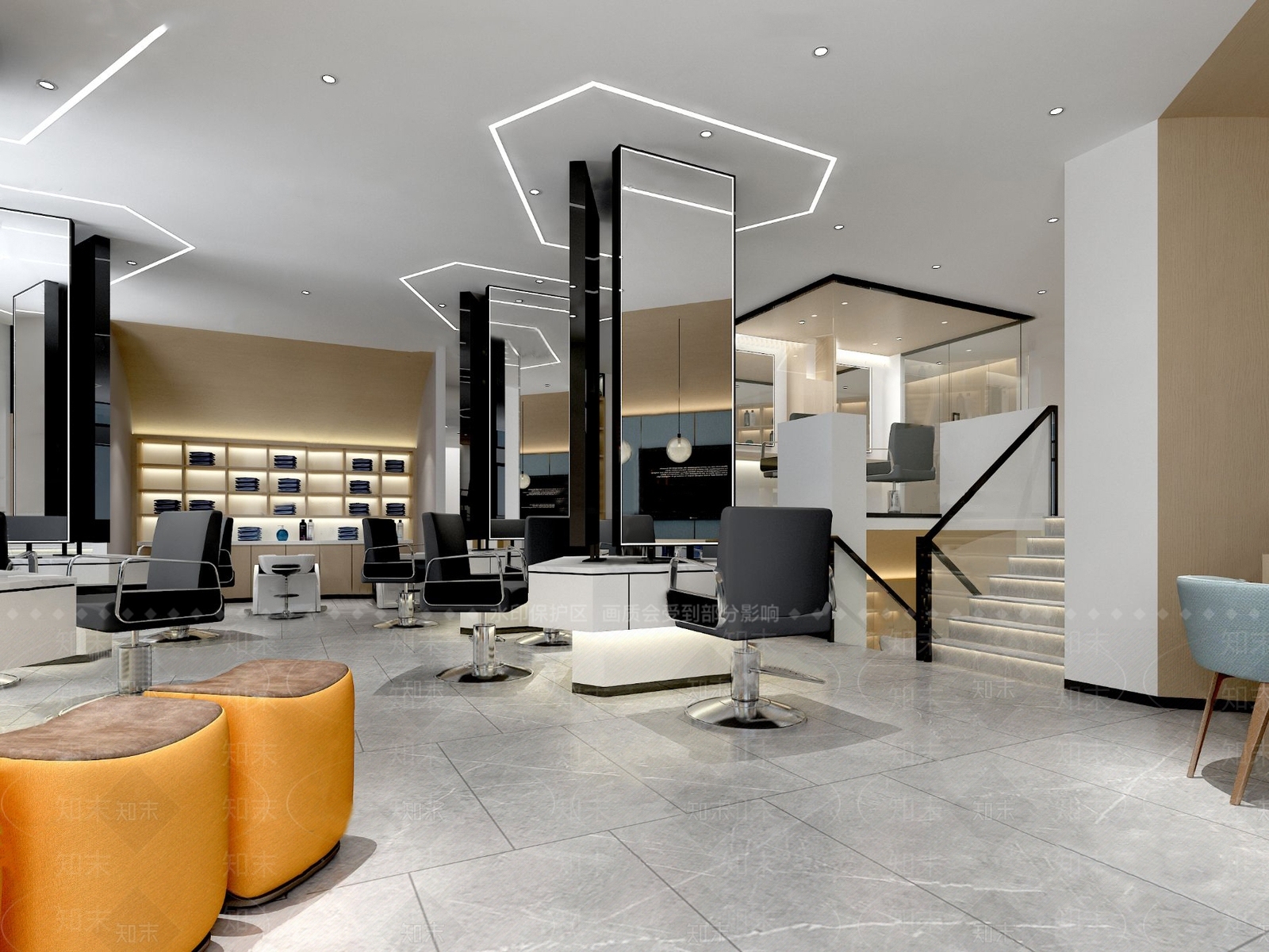 现代美容美发理发店3D模型下载【ID:268943940】