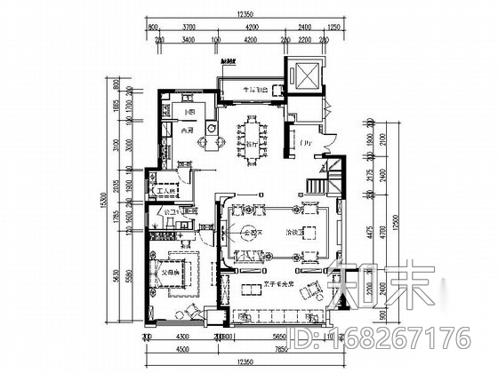 [常州]精品设计典雅新古典风格复式室内设计CAD施工图cad施工图下载【ID:168267176】