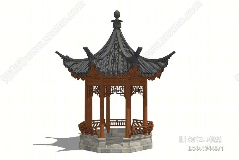 古建凉亭SU模型下载【ID:441344871】