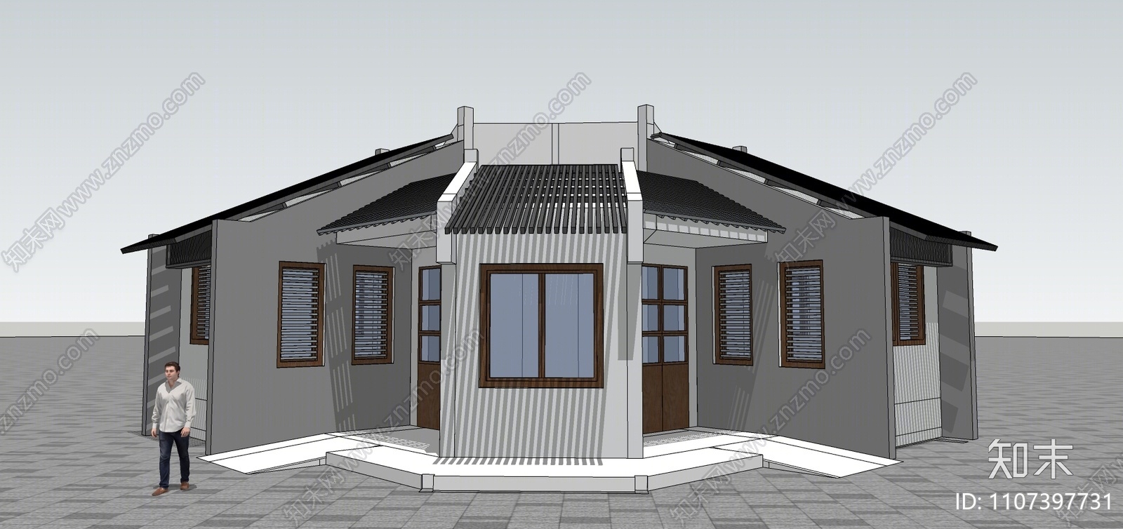 新中式公共厕所SU模型下载【ID:1107397731】