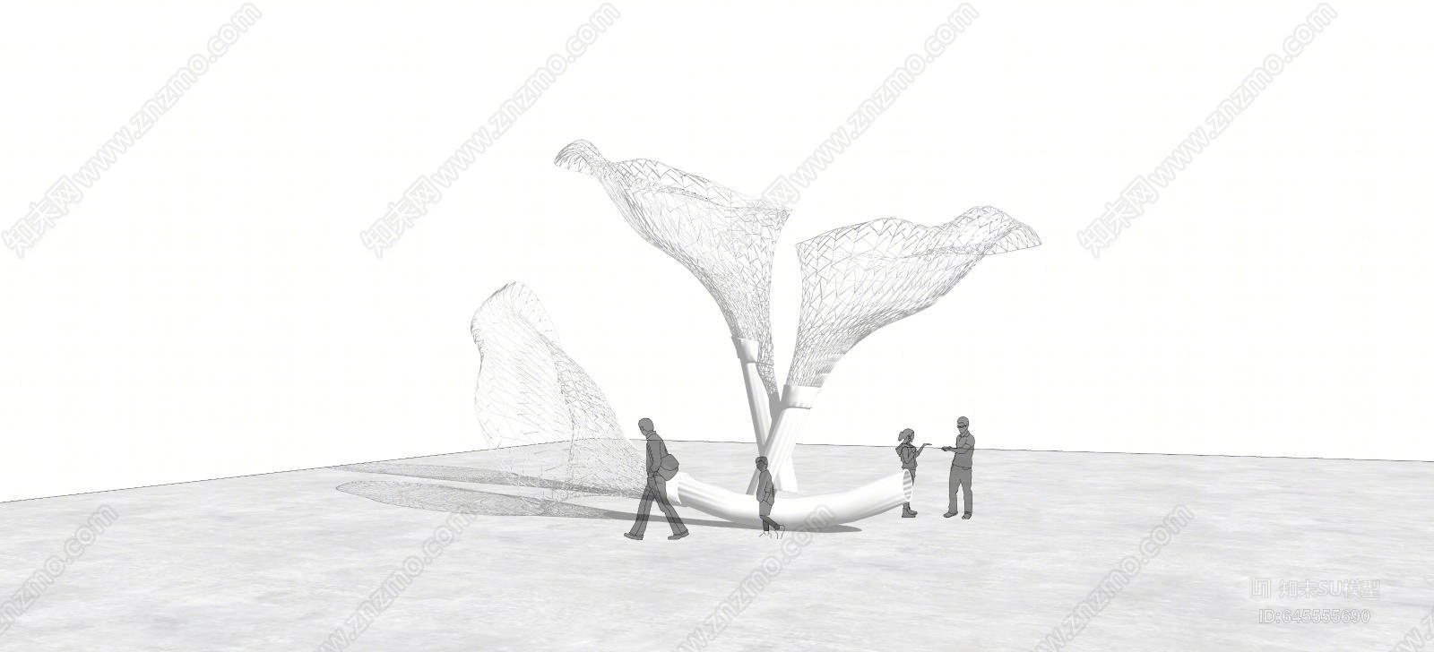 现代镂空花朵装置SU模型下载【ID:645555690】