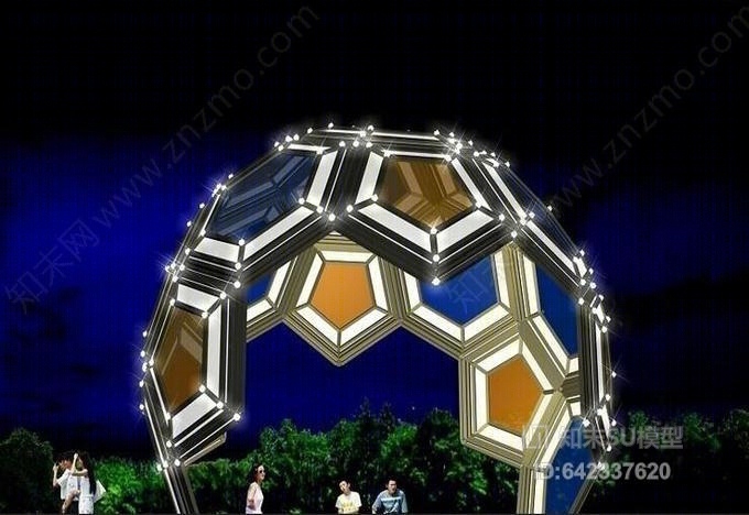 足球主题景观亭SU模型下载【ID:642337620】