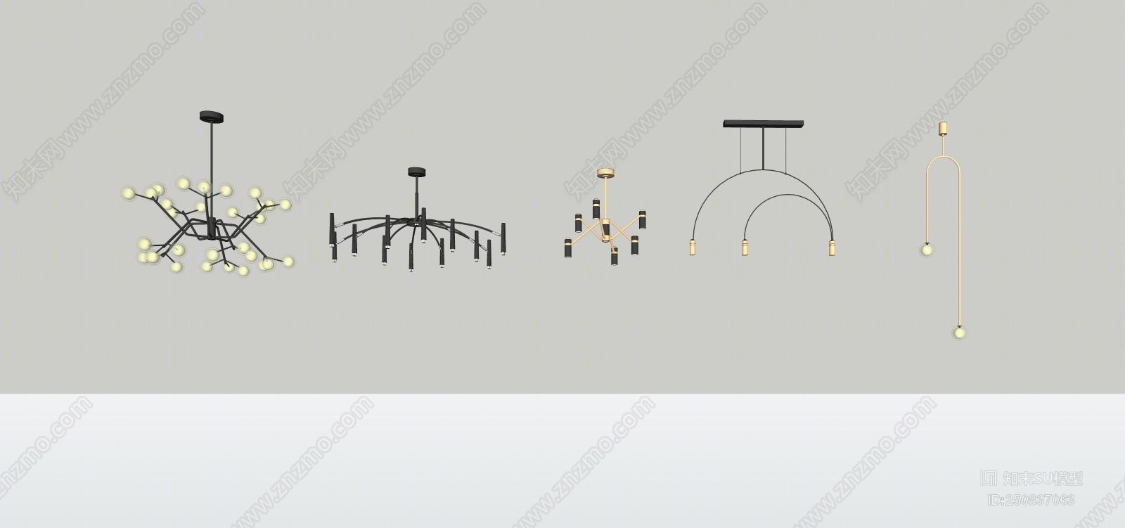 现代风格灯具组合SU模型下载【ID:250837063】