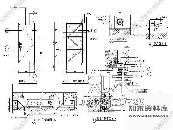 图块/节点暗藏管井门详图施工图下载【ID:832170729】