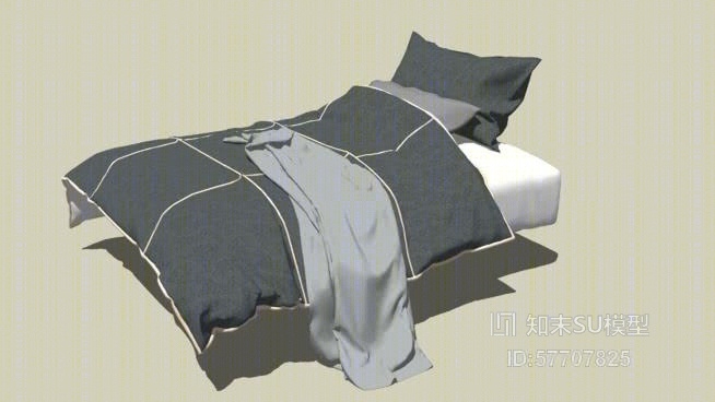 单人床SU模型下载【ID:57707825】