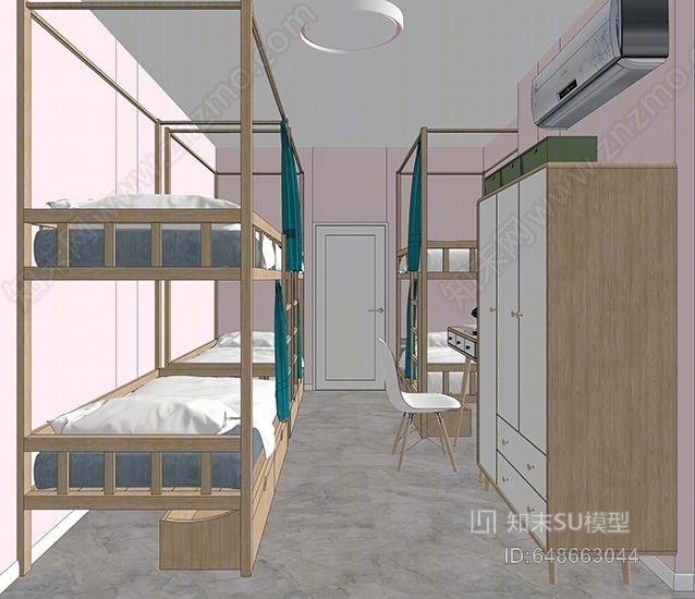 现代女生宿舍SU模型下载【ID:648663044】