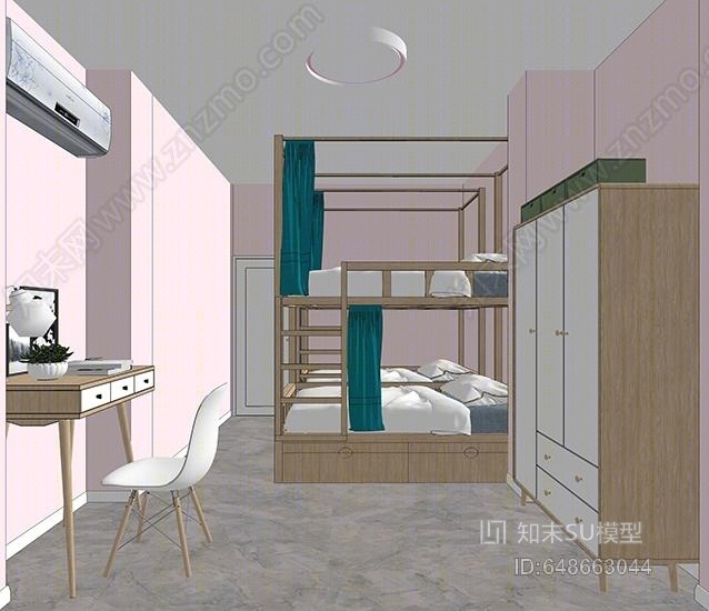 现代女生宿舍SU模型下载【ID:648663044】