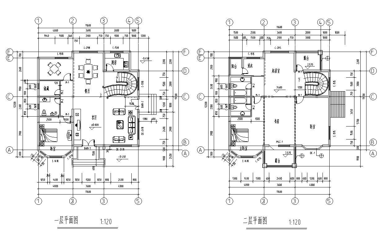 二层别墅建筑设计文本（包含效果图+施工图）施工图下载【ID:149867160】