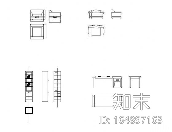 室内家具三视图cad施工图下载【ID:164897163】