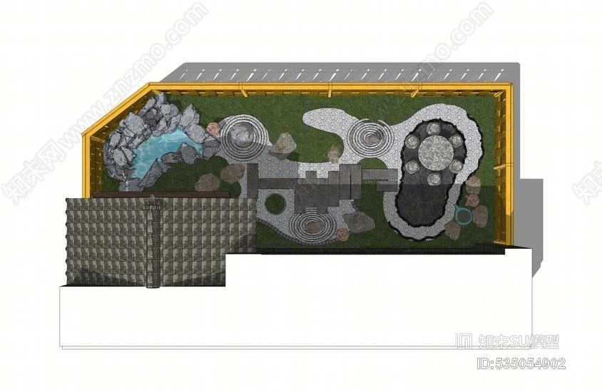 日式庭院景观SU模型下载【ID:535054902】