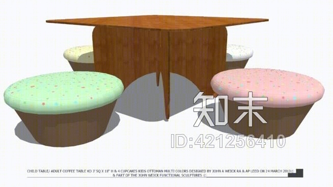 奥斯曼4儿童纸杯蛋糕和KD成人/儿童表SU模型下载【ID:421256410】
