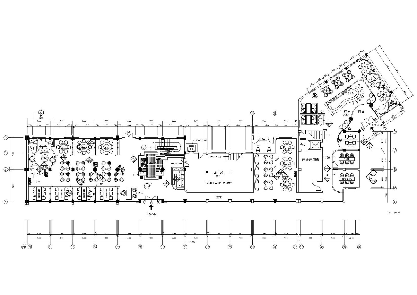 经典中式餐厅室内装饰设计项目施工图施工图下载【ID:160707124】