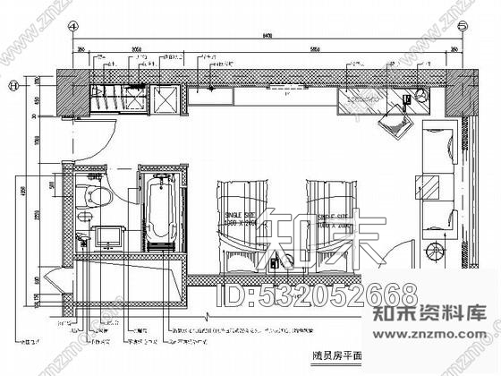 施工图某酒店总统随员房室内装修图cad施工图下载【ID:532052668】