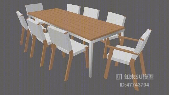 餐桌椅组合SU模型下载【ID:47743704】