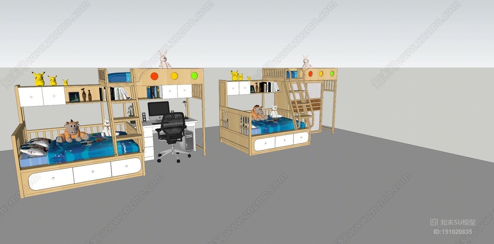 现代风格上下床SU模型下载【ID:151020835】