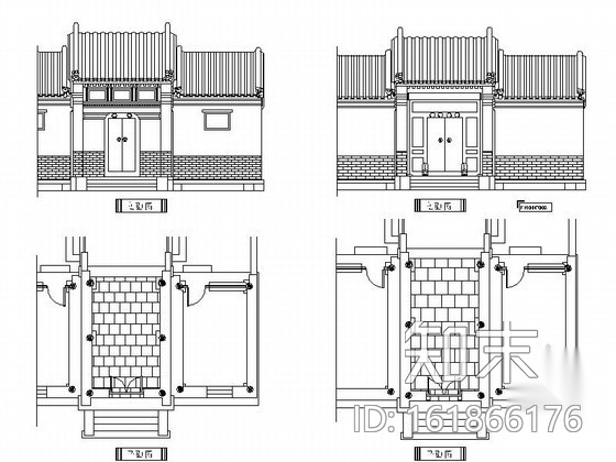 中式古典大门CAD图块施工图下载【ID:161866176】