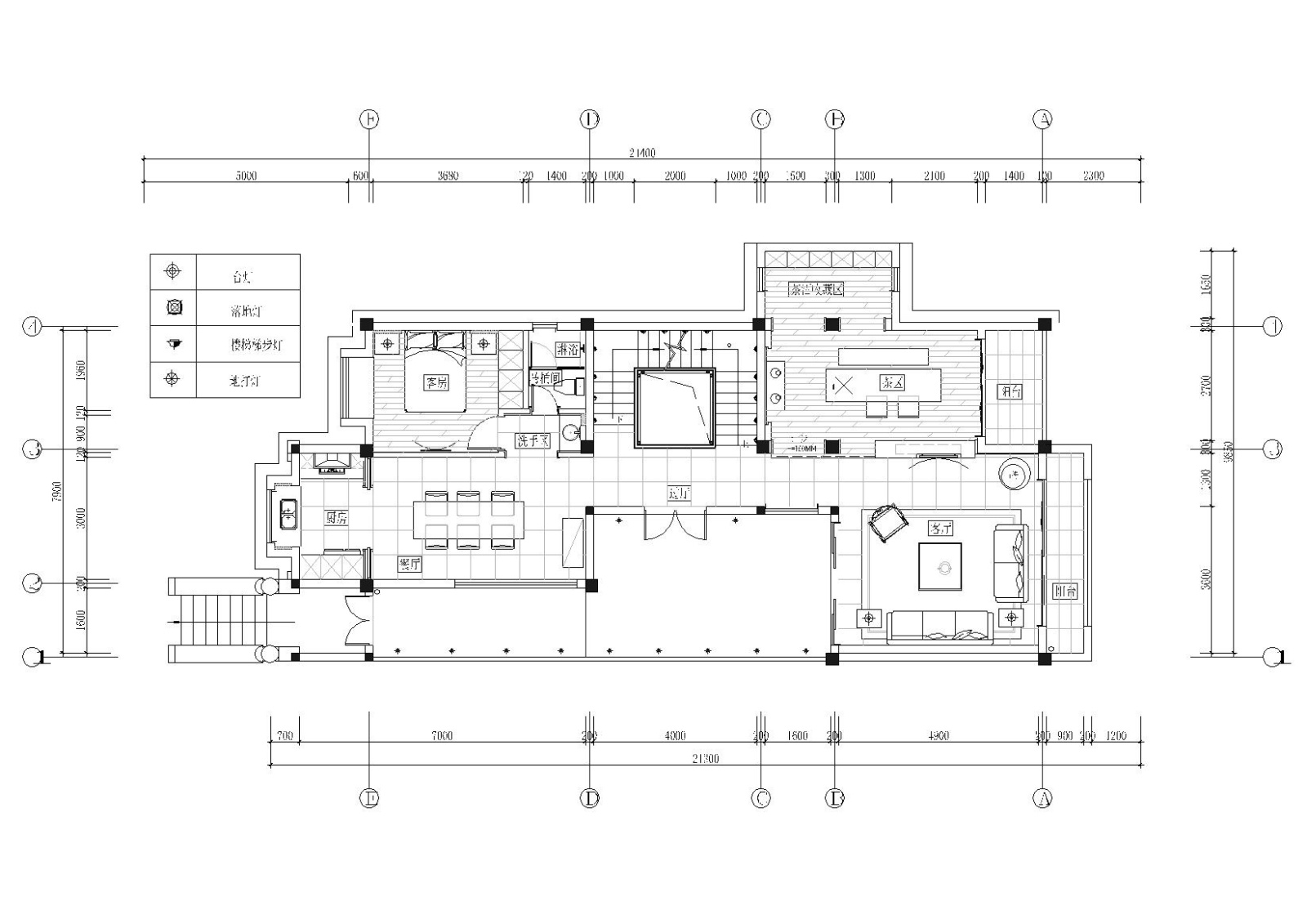 ​[福建]380㎡现代四居室别墅样板房施工图cad施工图下载【ID:160015102】