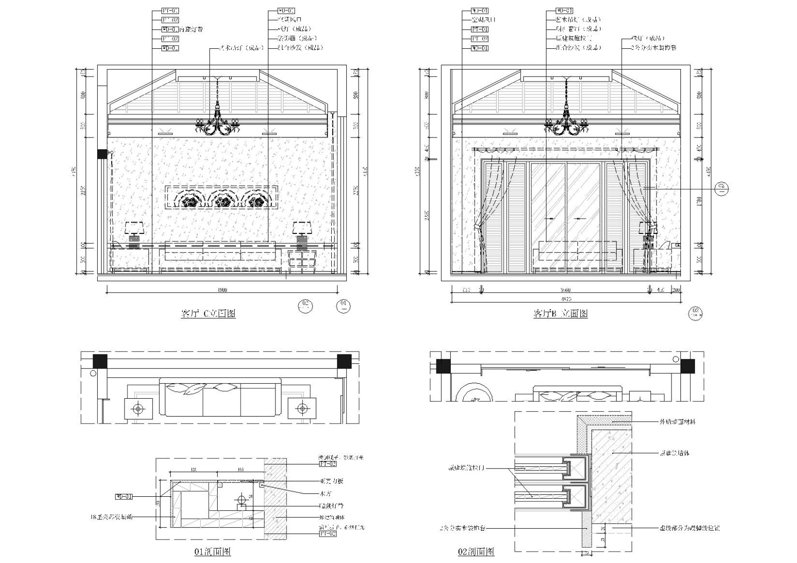 ​[福建]380㎡现代四居室别墅样板房施工图cad施工图下载【ID:160015102】