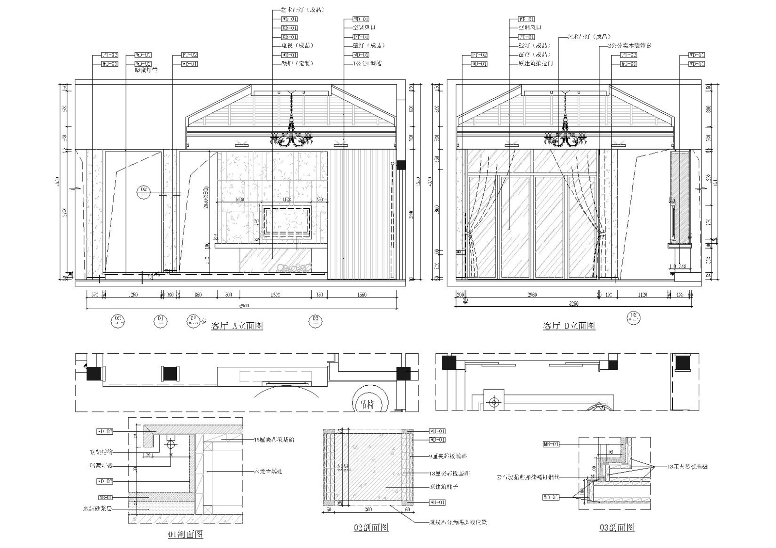 ​[福建]380㎡现代四居室别墅样板房施工图cad施工图下载【ID:160015102】