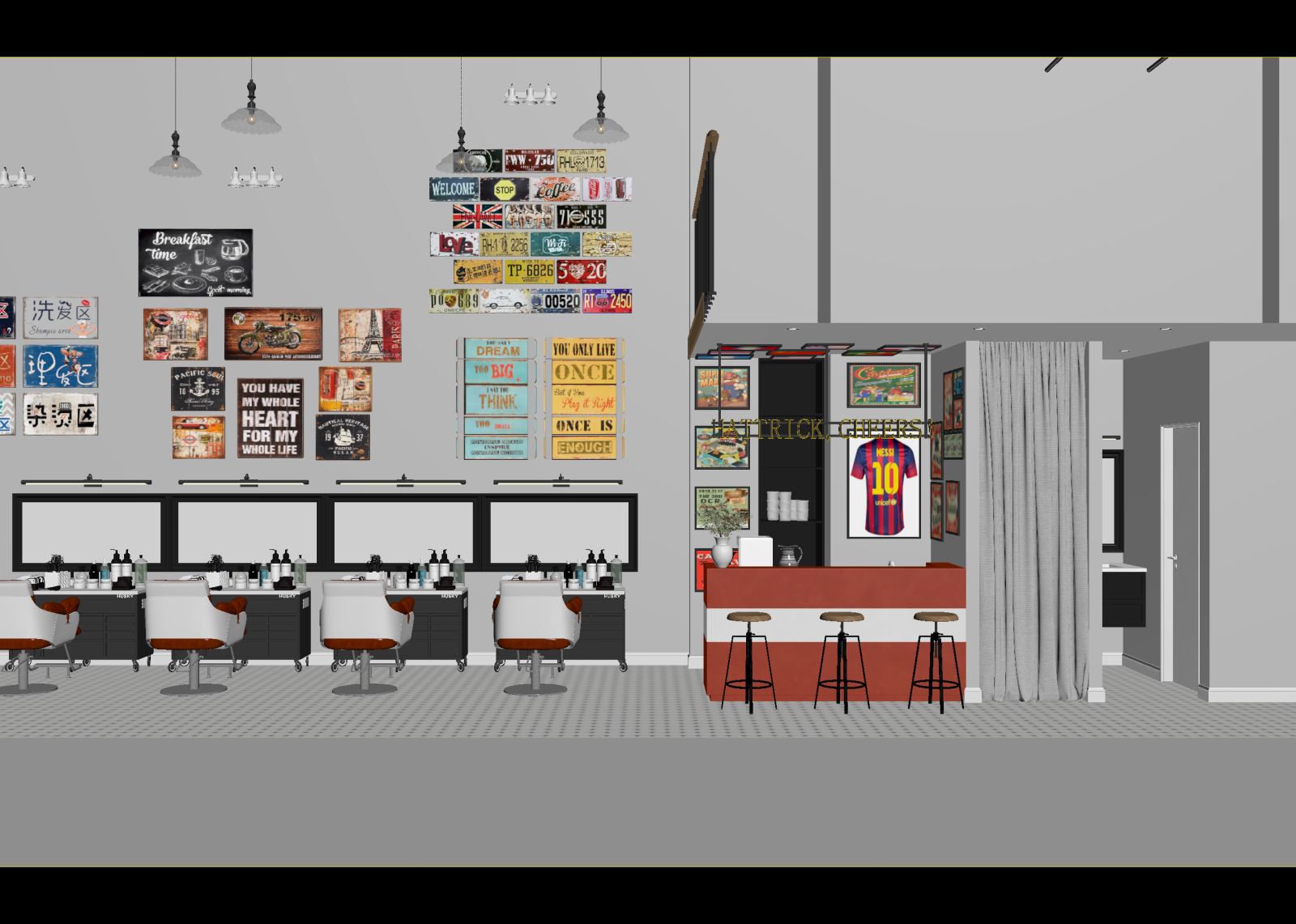 美式咖啡厅3D模型下载【ID:1214588775】