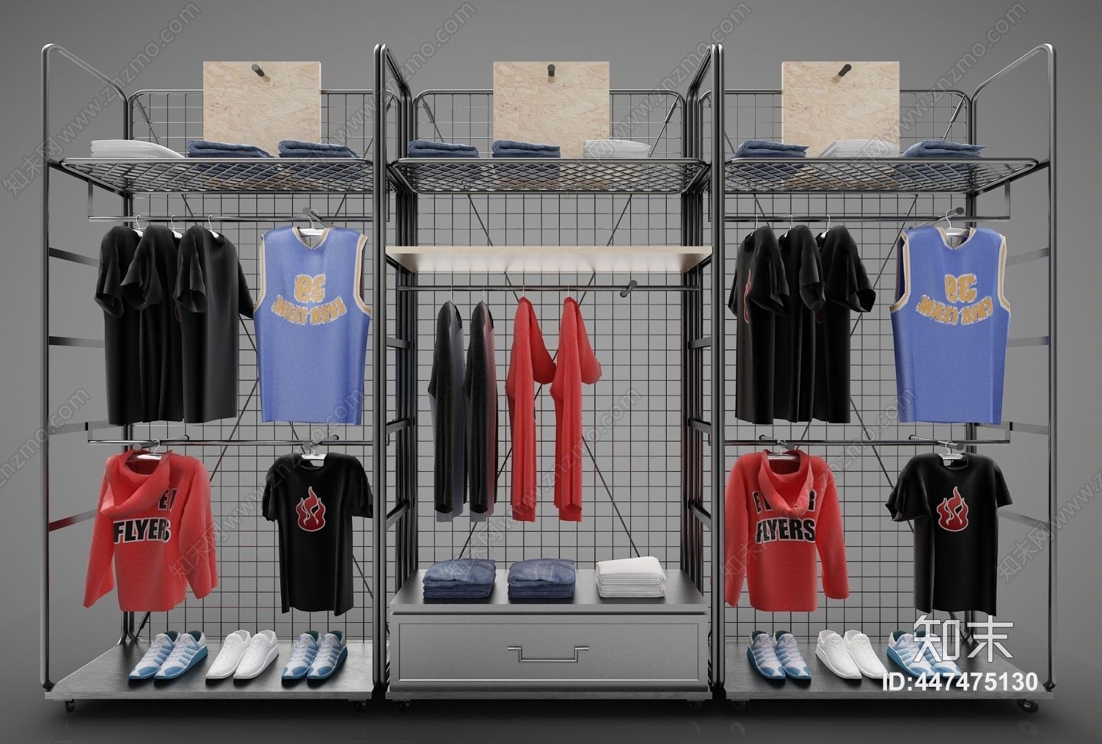 现代风格衣架展示3D模型下载【ID:447475130】
