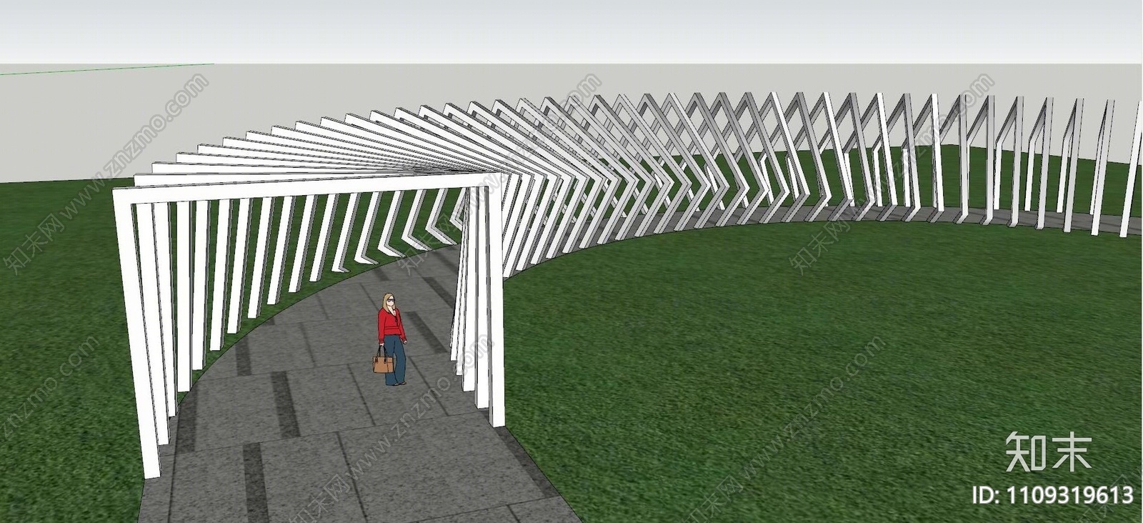 方形廊架SU模型下载【ID:1109319613】