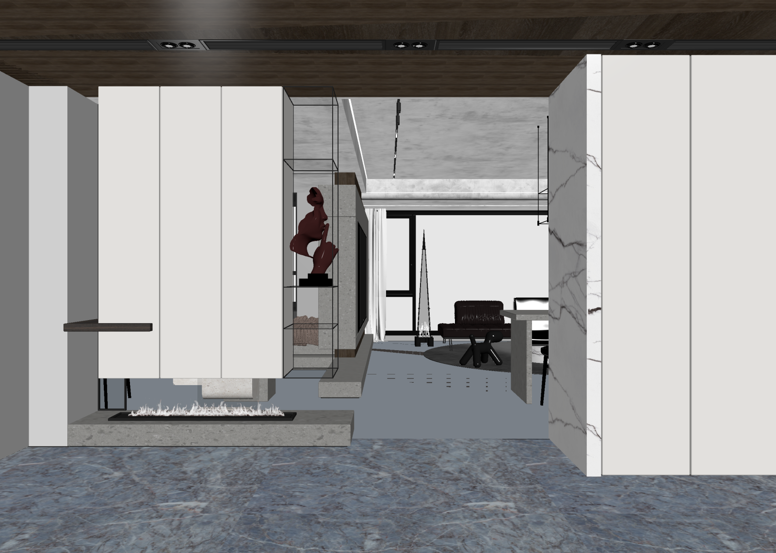 现代民宿大厅3D模型下载【ID:1215098132】