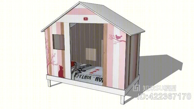 白玫瑰和紫罗兰的孩子床小屋，房子的价格143435世界，参考文献，699,90欧元SU模型下载【ID:422367170】