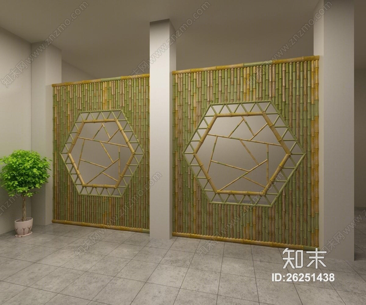 竹子隔断竹子隔断竹子隔断3D模型下载【ID:26251438】